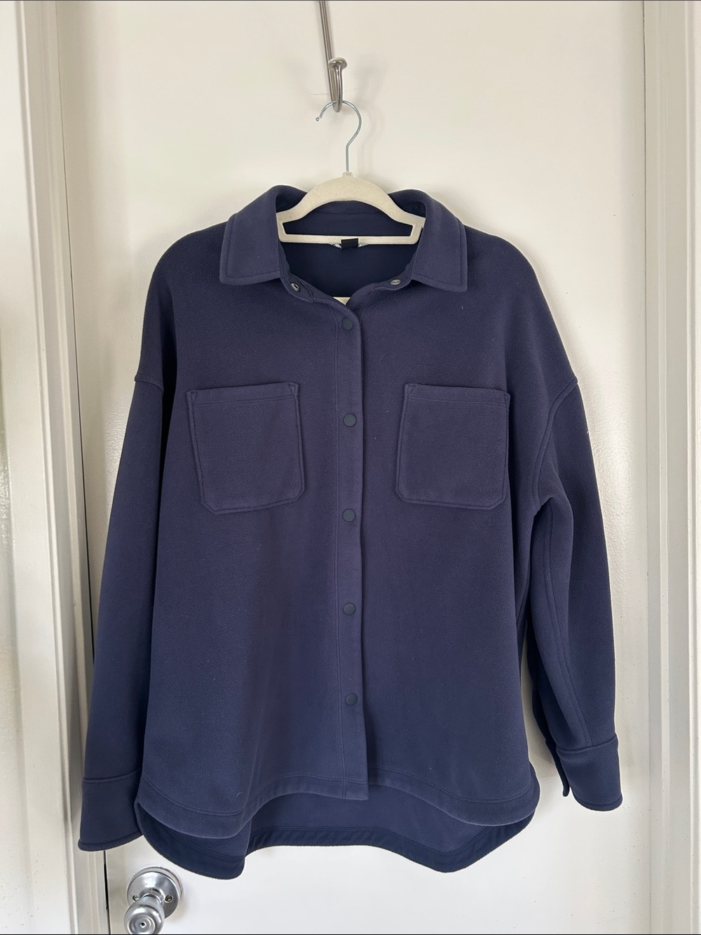 Athleta Navy Button-Front Shirt Jacket